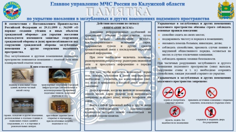 Памятка по укрытию населения в загубленных и других помещениях подземного пространства. Памятка по укрытию населения в загубленных и других помещениях подземного пространства.